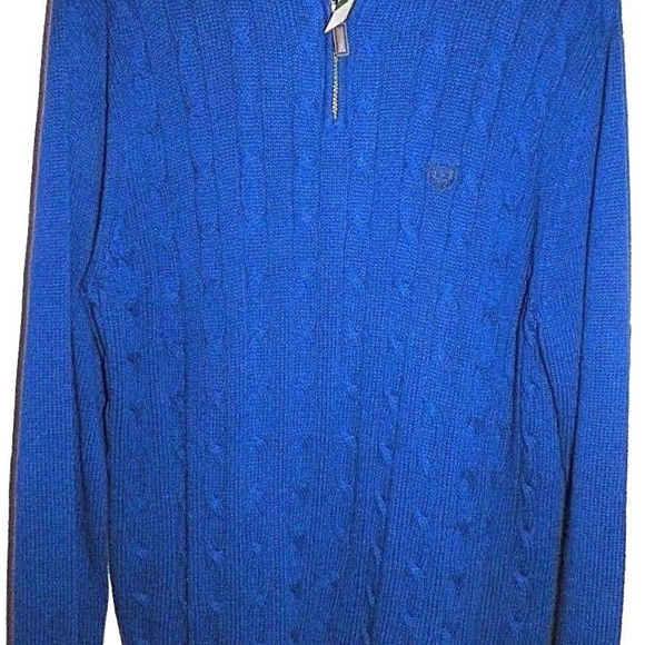 Men's L Chaps Ralph Lauren Blue Cable Knit Sweater - Picture 8 of 8